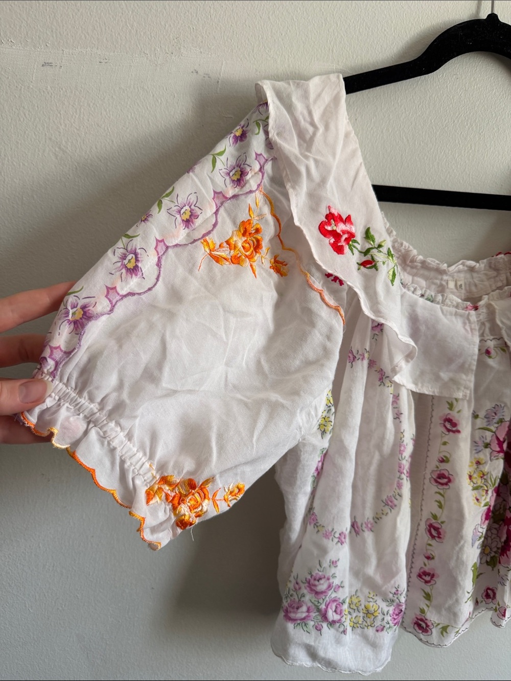 Bohemian White Floral Embroidered Peasant Top - Picture 2 of 5